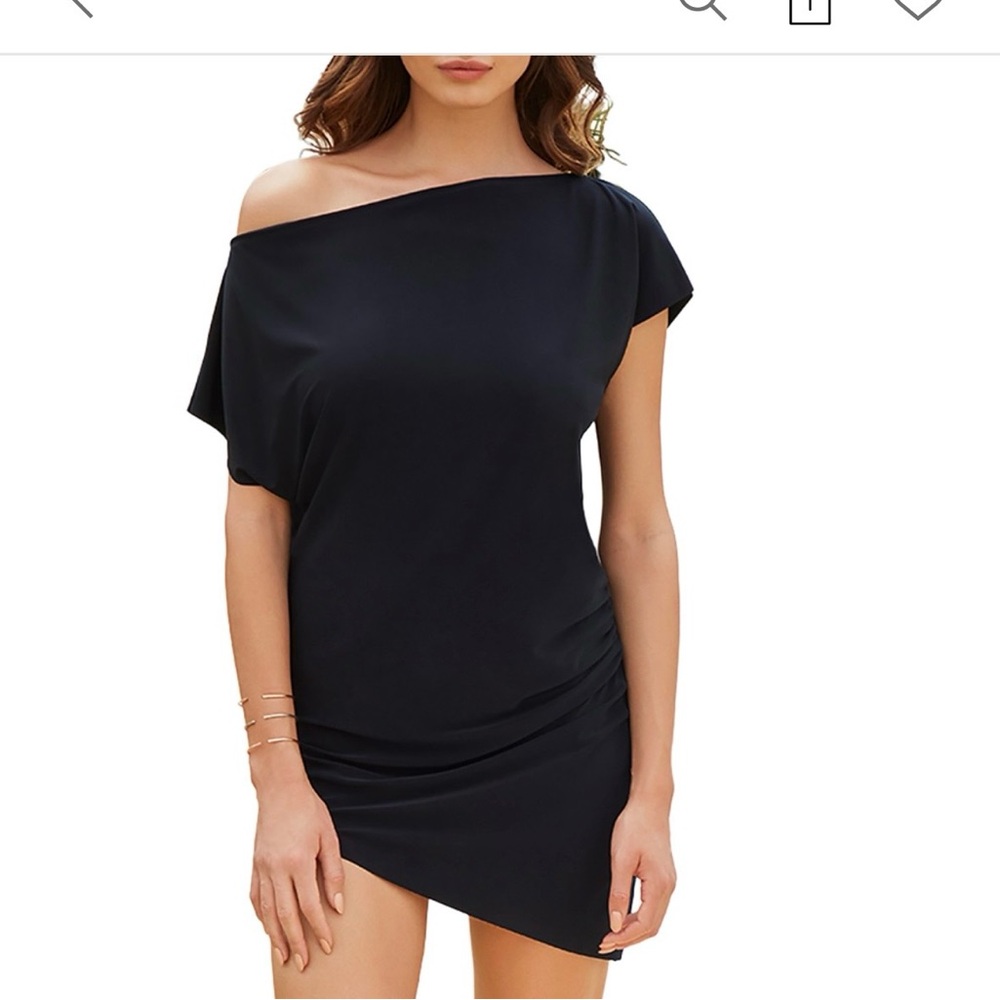 Magicsuit Coverup Off-Shoulder Black Asymmetrical Dress Size M